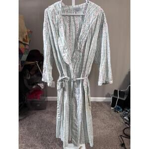 Vintage Lang & Salzberg Floral Stripe Cotton Robe